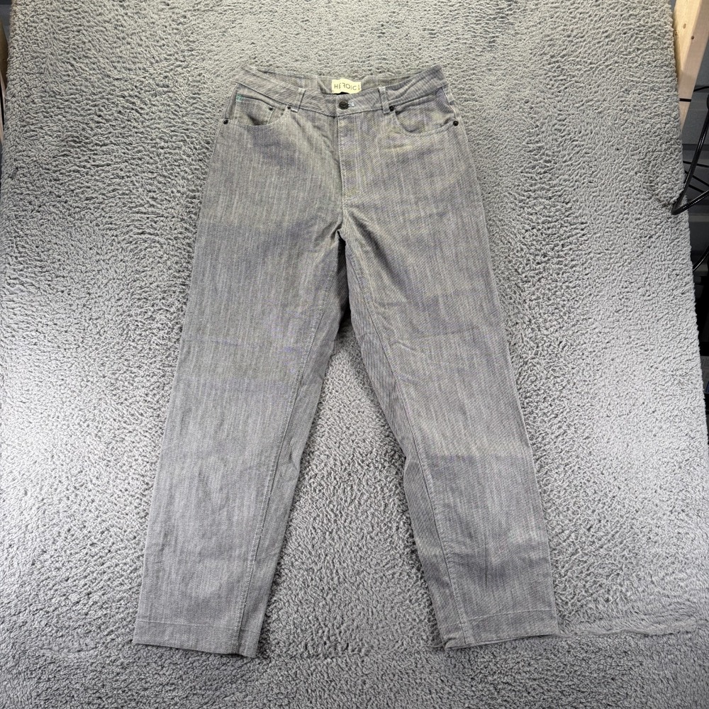 Heroic Jeans Mens 30x29 Gray Cotton Denim Straight Leg Travel Workwear Utility